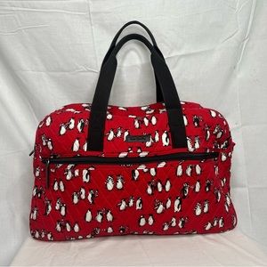 Vera Bradley  Playful Penguins Red / Medium Travel Bag With Strap